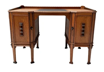 Art Deco Amsterdamse School Oak Pedestal Desk, 1920s